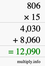 How to calculate 806 times 15 using long multiplication How to calculate 806 times 15 using long multiplication