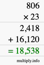 How to calculate 806 times 23 using long multiplication How to calculate 806 times 23 using long multiplication