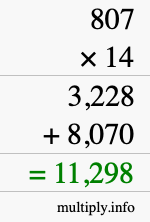 How to calculate 807 times 14 using long multiplication How to calculate 807 times 14 using long multiplication