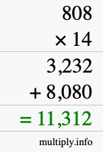 How to calculate 808 times 14 using long multiplication How to calculate 808 times 14 using long multiplication