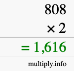 How to calculate 808 times 2 using long multiplication How to calculate 808 times 2 using long multiplication