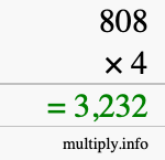 How to calculate 808 times 4 using long multiplication How to calculate 808 times 4 using long multiplication