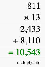 How to calculate 811 times 13 using long multiplication How to calculate 811 times 13 using long multiplication