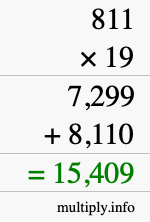 How to calculate 811 times 19 using long multiplication
