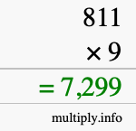 How to calculate 811 times 9 using long multiplication