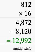 How to calculate 812 times 16 using long multiplication