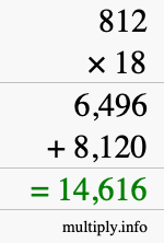 How to calculate 812 times 18 using long multiplication