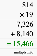 How to calculate 814 times 19 using long multiplication