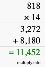How to calculate 818 times 14 using long multiplication How to calculate 818 times 14 using long multiplication