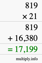 How to calculate 819 times 21 using long multiplication