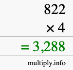 How to calculate 822 times 4 using long multiplication How to calculate 822 times 4 using long multiplication
