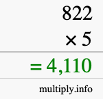 How to calculate 822 times 5 using long multiplication How to calculate 822 times 5 using long multiplication