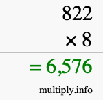 How to calculate 822 times 8 using long multiplication How to calculate 822 times 8 using long multiplication