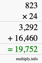 How to calculate 823 times 24 using long multiplication How to calculate 823 times 24 using long multiplication
