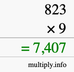 How to calculate 823 times 9 using long multiplication