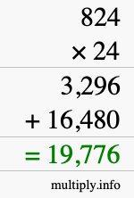 How to calculate 824 times 24 using long multiplication How to calculate 824 times 24 using long multiplication