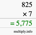 How to calculate 825 times 7 using long multiplication How to calculate 825 times 7 using long multiplication