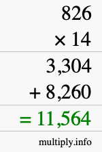 How to calculate 826 times 14 using long multiplication How to calculate 826 times 14 using long multiplication