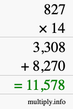 How to calculate 827 times 14 using long multiplication How to calculate 827 times 14 using long multiplication