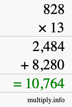How to calculate 828 times 13 using long multiplication How to calculate 828 times 13 using long multiplication