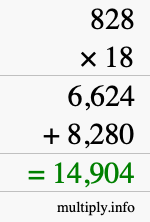How to calculate 828 times 18 using long multiplication How to calculate 828 times 18 using long multiplication
