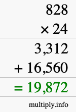 How to calculate 828 times 24 using long multiplication How to calculate 828 times 24 using long multiplication
