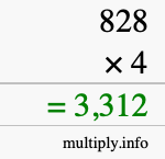 How to calculate 828 times 4 using long multiplication How to calculate 828 times 4 using long multiplication