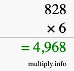 How to calculate 828 times 6 using long multiplication How to calculate 828 times 6 using long multiplication
