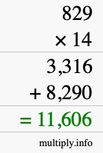 How to calculate 829 times 14 using long multiplication How to calculate 829 times 14 using long multiplication