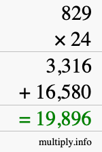 How to calculate 829 times 24 using long multiplication