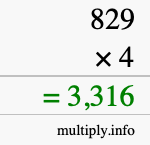 How to calculate 829 times 4 using long multiplication How to calculate 829 times 4 using long multiplication