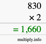 How to calculate 830 times 2 using long multiplication How to calculate 830 times 2 using long multiplication