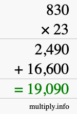 How to calculate 830 times 23 using long multiplication