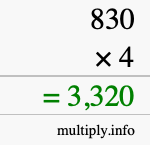 How to calculate 830 times 4 using long multiplication How to calculate 830 times 4 using long multiplication