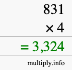 How to calculate 831 times 4 using long multiplication How to calculate 831 times 4 using long multiplication