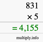 How to calculate 831 times 5 using long multiplication How to calculate 831 times 5 using long multiplication