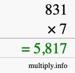 How to calculate 831 times 7 using long multiplication How to calculate 831 times 7 using long multiplication