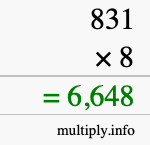 How to calculate 831 times 8 using long multiplication How to calculate 831 times 8 using long multiplication