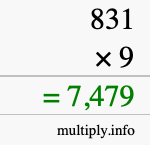 How to calculate 831 times 9 using long multiplication How to calculate 831 times 9 using long multiplication
