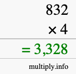 How to calculate 832 times 4 using long multiplication How to calculate 832 times 4 using long multiplication