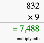 How to calculate 832 times 9 using long multiplication How to calculate 832 times 9 using long multiplication
