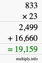 How to calculate 833 times 23 using long multiplication