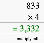 How to calculate 833 times 4 using long multiplication How to calculate 833 times 4 using long multiplication