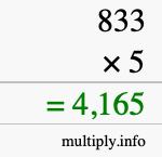 How to calculate 833 times 5 using long multiplication How to calculate 833 times 5 using long multiplication