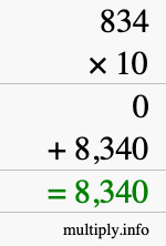 How to calculate 834 times 10 using long multiplication