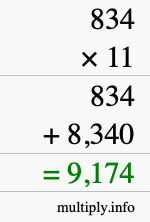 How to calculate 834 times 11 using long multiplication