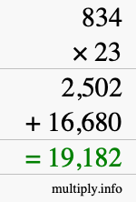 How to calculate 834 times 23 using long multiplication