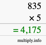 How to calculate 835 times 5 using long multiplication How to calculate 835 times 5 using long multiplication
