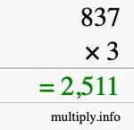 How to calculate 837 times 3 using long multiplication