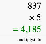 How to calculate 837 times 5 using long multiplication How to calculate 837 times 5 using long multiplication